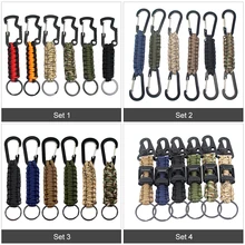 6 шт. Паракорд плетеные ремешки с зажимами Брелок Паракорд для использования на открытом воздухе веревочный брелок для выживания на открытом воздухе кемпинга походный рюкзак