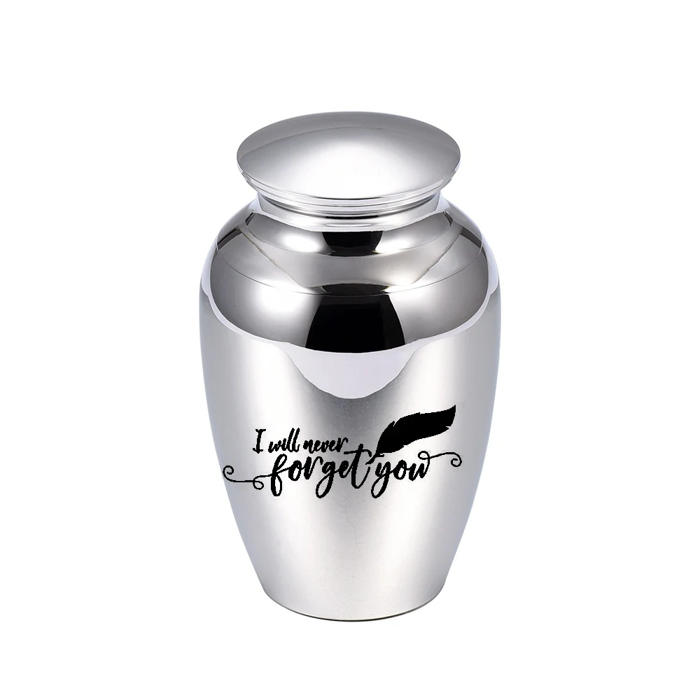 

70x45MM Feather ashes jar cremation urn keepsake aluminum alloy ashes jar personalized customization-I will never forget you