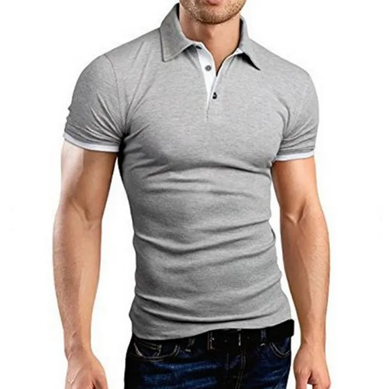 

Fashion Men Polo Shirt 2020 New Summer Shorts Sleeve Turn-over Collar Slim Tops Casual Breathable Solid Color Business Shirts