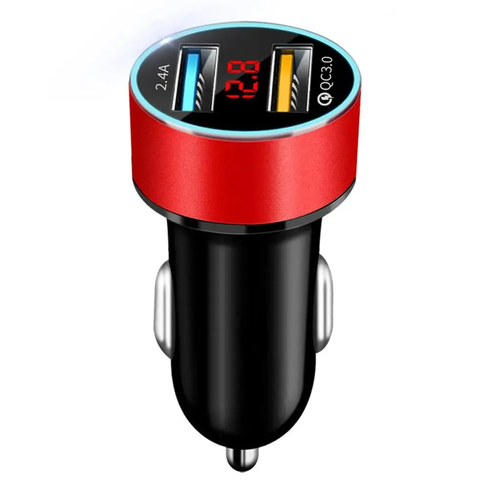 Автомобильные аксессуары двойной USB цифровой дисплей автомобильное зарядное устройство портативный автомобильный прикуриватель с светодиодный дисплей автомобильное зарядное устройство - Название цвета: Red