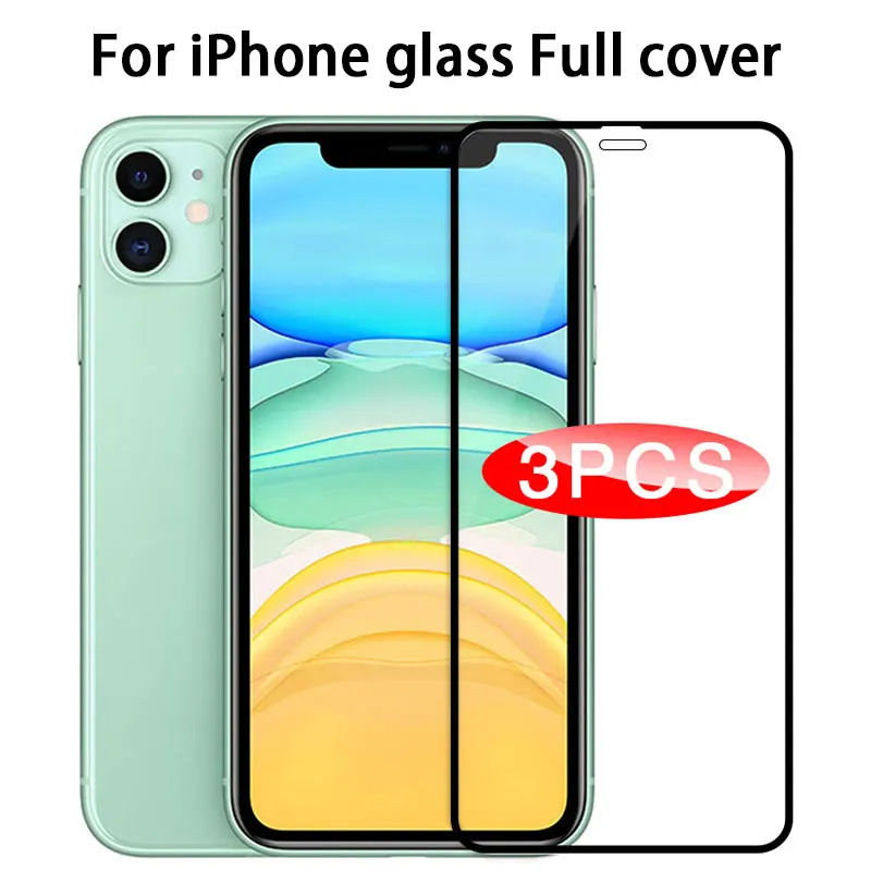 3 шт. защита для экрана из закаленного стекла iphone 5 5S SE 2020 11 Pro X XS Max 6 6S 7 8 plus Защитное