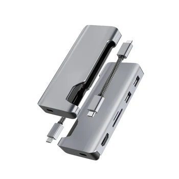 

Type-C to HDMI Hub PD RJ45 USB3.0 TF Portable for Home Office Laptop Mouse FKU66