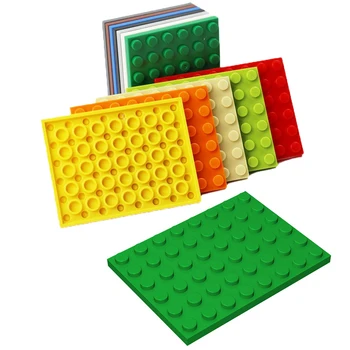 

10pcs/lot Building Blocks Short Plate 6x8 Dots BasePlate Assembles Particles Bricks Parts Educational Creative Gift Toys