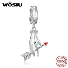 WOSTU, 925 пробы, Серебряная Стрела любви, Висячие Подвески, подходят к оригинальному браслету, кулон, бусины, свадебные, обручальные ювелирные изделия CQC1375