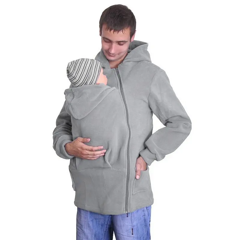 

NEW 2019 Men's Plus size Sweatshirt Father Kangaroo Hoodies Zip Up Dad Coat Hooded Pullover multifunctional cotton Outerwear