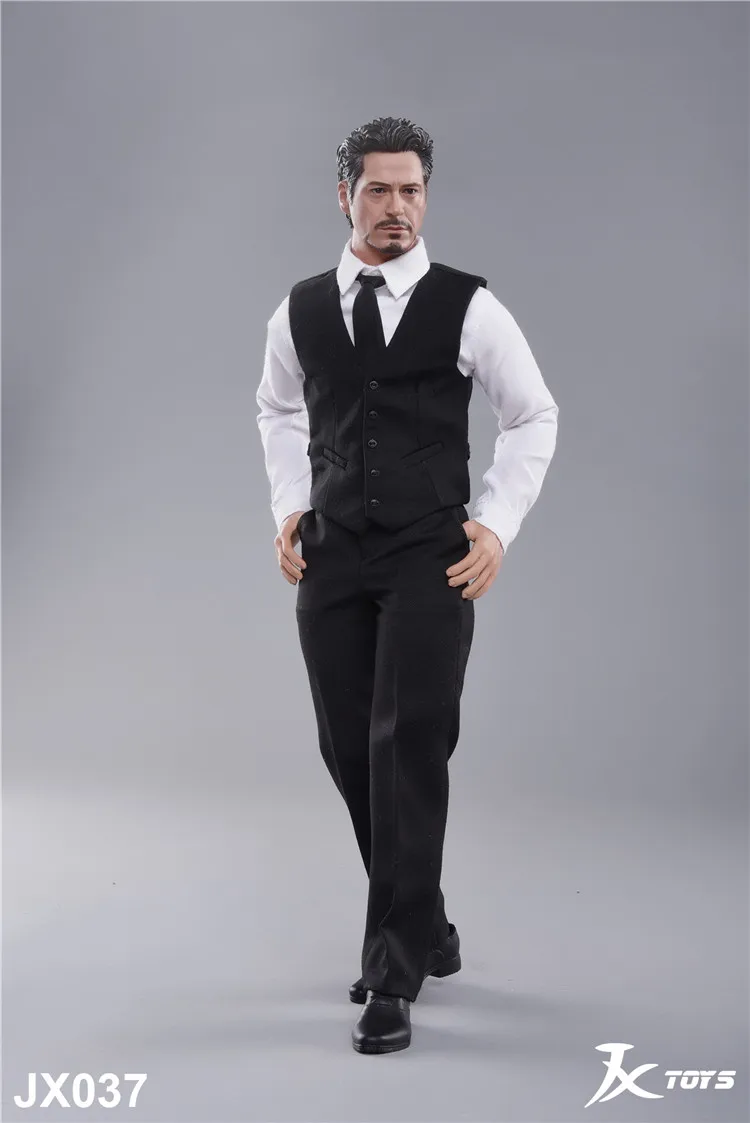 JXTOYS-037 1/6 Scale Male Figure Clothes Vest Suit Iron Man Tony Head Body Gentleman Clothes SModel for 12'' Action Figure DIY
