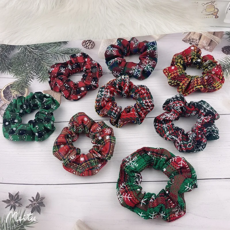 2PCS New Christmas cotton and linen large intestine ring cotton and linen tie hair girls hair accessories hair ring square classic ring box led lighted jewelry storage container case best gift for christmas