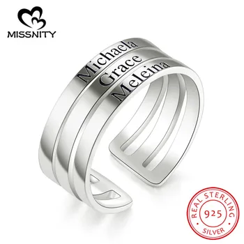 

925 sterling silver personalized three-ring ring fashion lettering ring Valentine's day gift