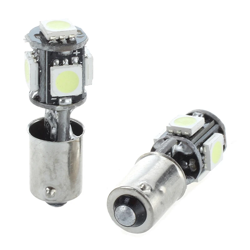 2x лампа 5 светодиодный 5050 SMD BA9S H6W T4W белый анти ODB ошибка код лампы|Передние LED-фары