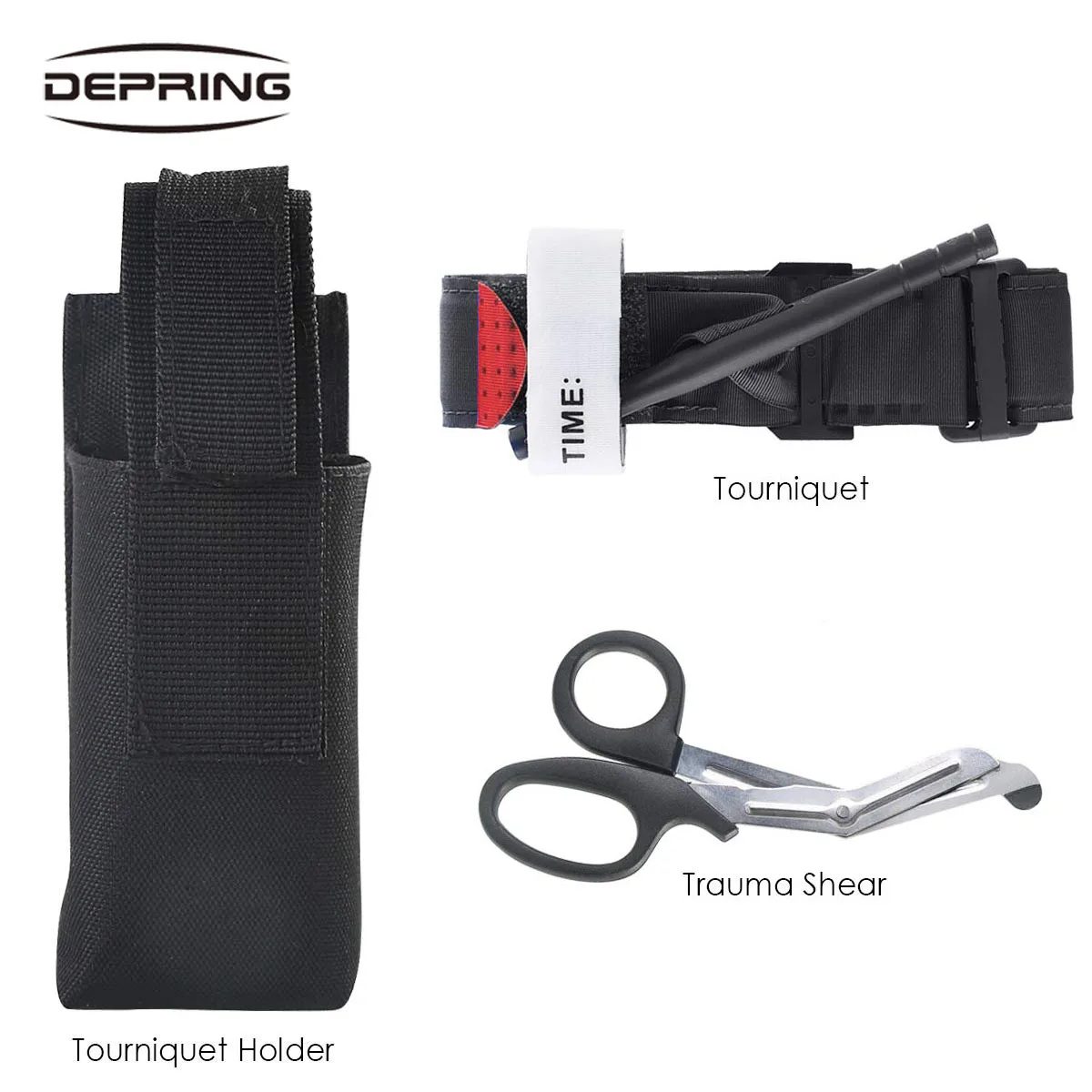 

One Hand Tourniquet Trauma Shear Molle Pouch First Aid Kit for Car Vehicle Outdoor Camping Hiking Travel Molle Medical Pouch