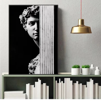 

Vintage David Figure Sculpture Black and White Canvas Painting Posters Prints Quadros Wall Art Picture Living Room Decor Cuadros