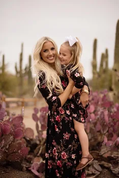 

2020 Mother Daughter Dresses Sleeveless Floral Long Dress Mother Daughter Clothes Mom and Daughter Dress Family Matching Clothes