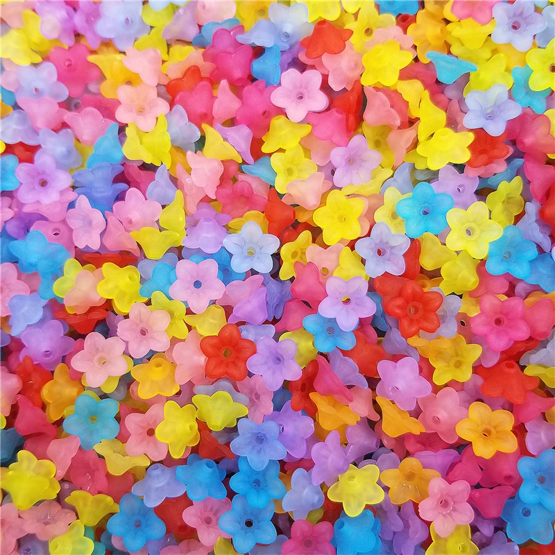 

Fashion DIY Accessories Multicolor Flower Beads CapsMaking Small Morning Gory Transparent Frosted Acrylic Beads