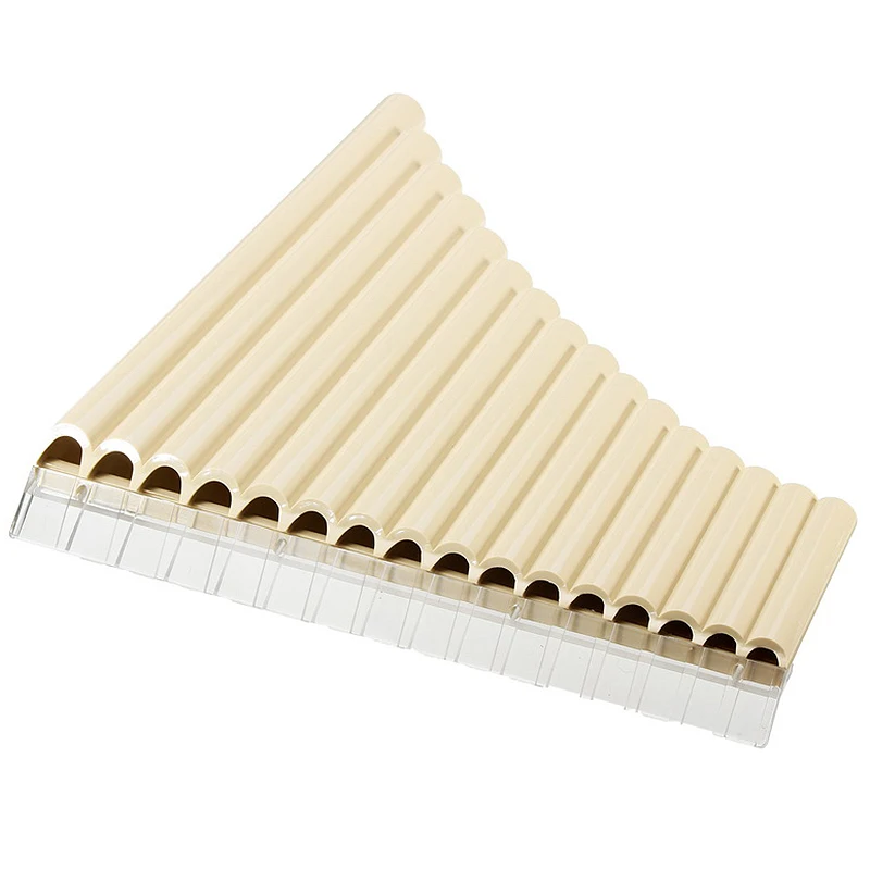 16 Tube Eco-Friendly Resin C Tone Pan Flute Easy Learning for Woodwind Musical Instruments Lovers Beginner Ivory Yellow