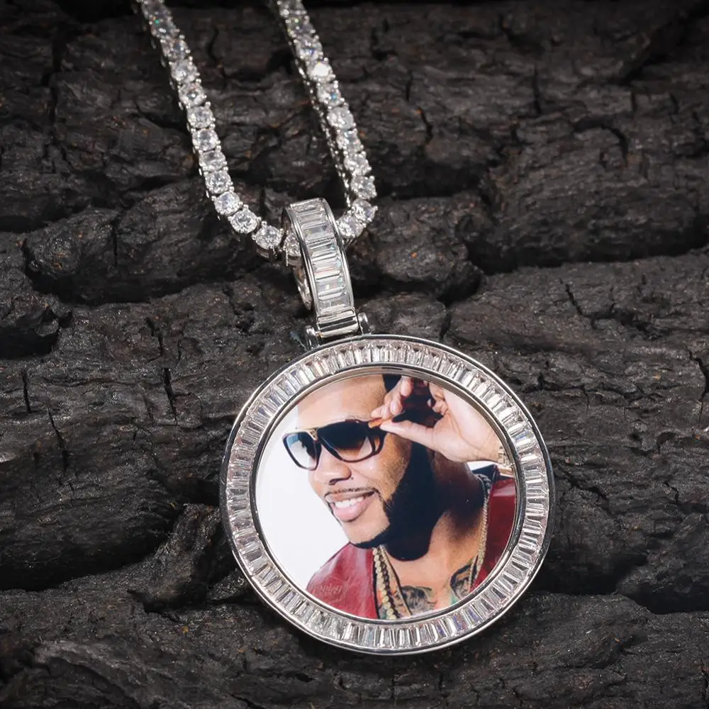 

Custom Personality Made Photo Lockets Necklace & Pendant With 4Mm Tennis Chain Gold Silver Cubic Zircon Men Hip Hop Jewelry