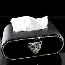 Креативный тканевый чехол для автомобиля с крутым Леопард с кристаллами голова блестящий чехол для полотенец бумажный чехол для мужчин и женщин красный черный