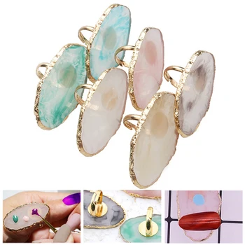 

Unique Nail Art Makeup Palette Ring For DIY Nail Polish Cream Gel Blending lips Color Mixing Plate Tool