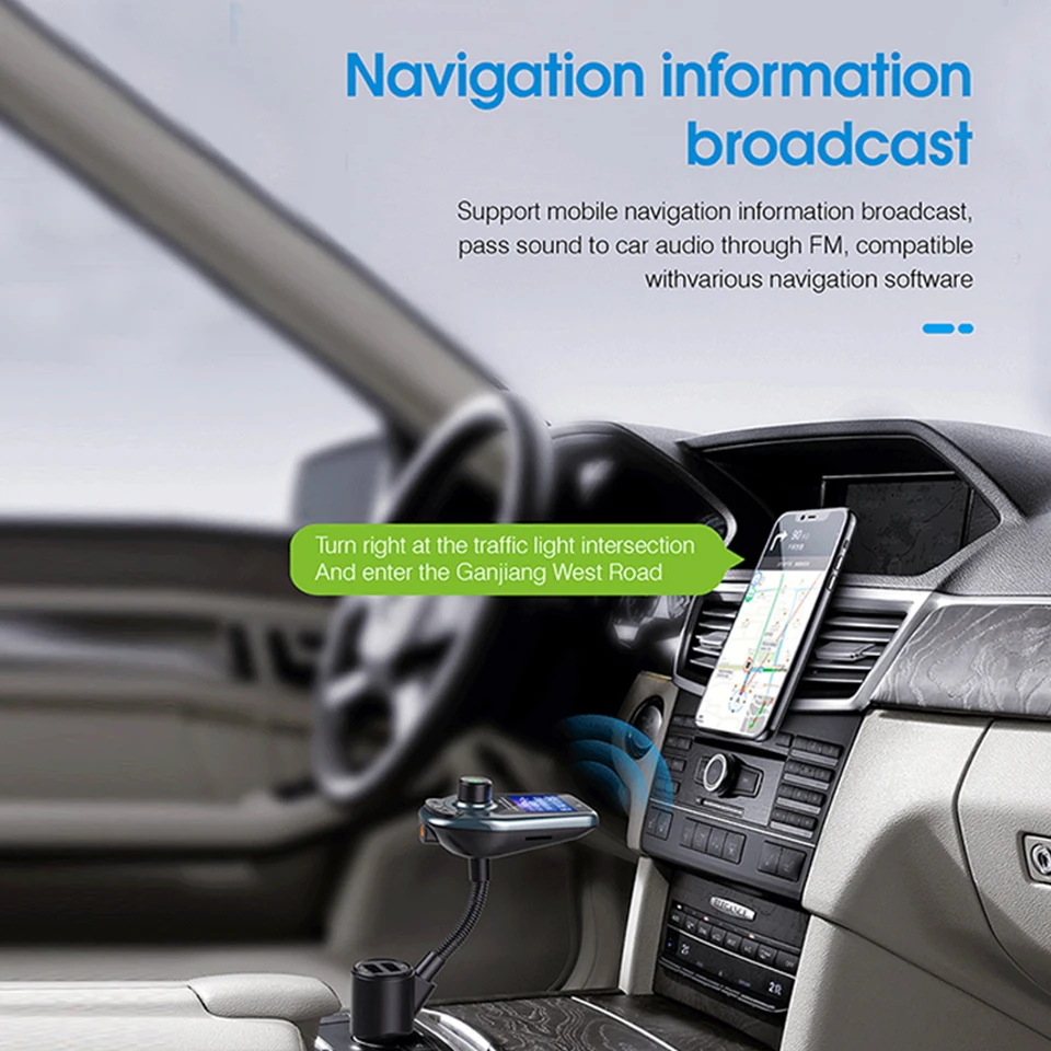Автомобильный MP3-плеер Hands-free, автомобильный комплект, Bluetooth, fm-передатчик, аудио, mp3 модулятор, u-диск, музыка, воспроизведение, автомобильный комплект, QC 3,0, порт для зарядки