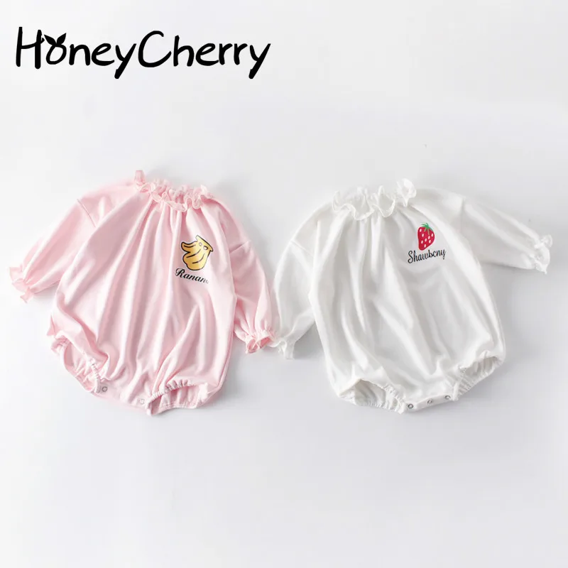 

Fall Baby Girl Bodysuits 2019 New Girl Baby Loose Fat Button Hat-shirt Baby Long Sleeve Linkage Crawling Suit