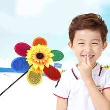 Забавная игрушка DIY Разноцветные комбинезоны ветряная мельница в виде подсолнечника для детей на открытом воздухе и декор сада подарок для детей