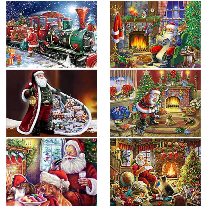 

DIY 5D Diamond Painting Elk Cross Stitch Christmas Diamond Embroidery Full Round Drill Rhinestones Home Decor Christmas Art Gift