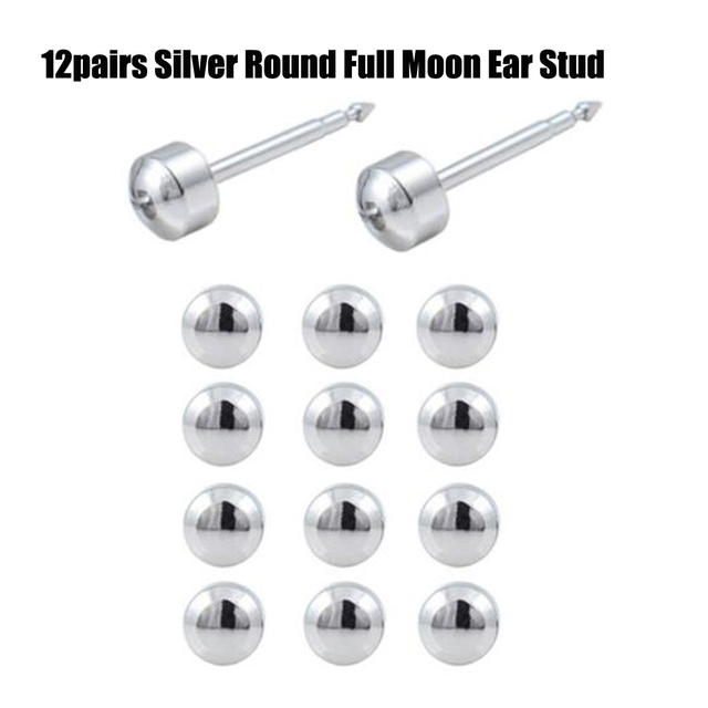 Sterilized Dozen Pack Gold & Silver Color Ear Cartilage Tragus Piercing Stud Earring Mixed Colors Shape Star Heart Pearl