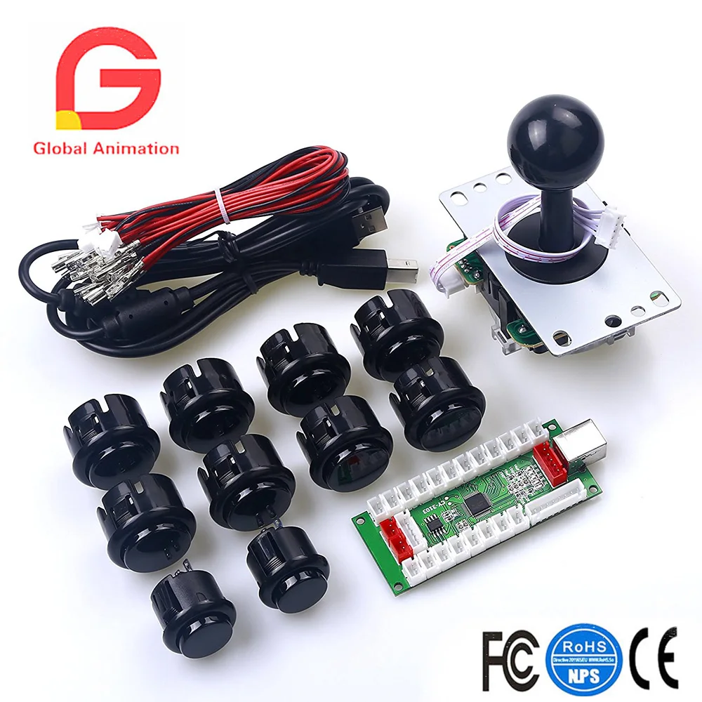 Arcade Diy Kit Zero Delay Usb Encoder + 4/8 Way Joystick +push Button ...
