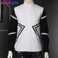 Брендовая Лоскутная рубашка с длинным рукавом для мужчин, отложной воротник, чистый хлопок, рубашки, Повседневная Деловая сорочка, homme, плюс размер, M-2XL