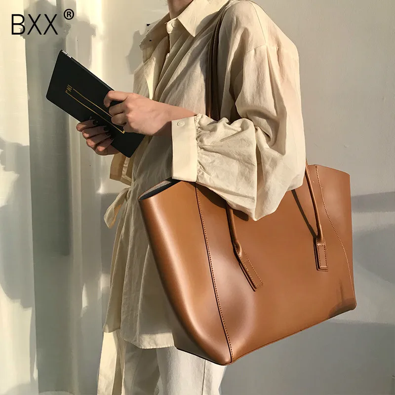 

[BXX] Solid Color PU Leather Shoulder Bags For Women 2020 Lady Quality Designer Travel Large Capacity Handbags Female Bags HJ262