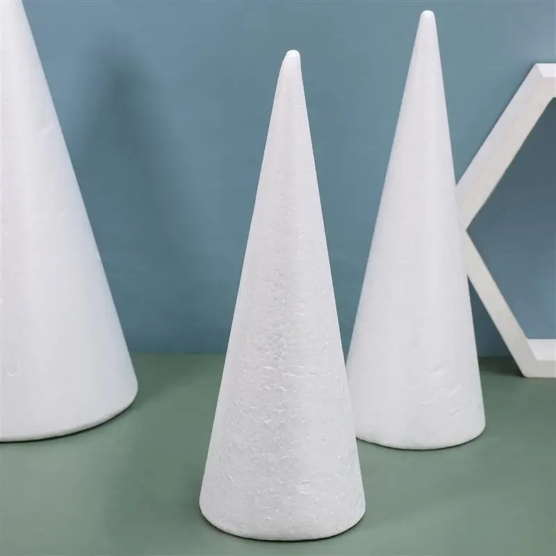 10/15/18.5/24/30cm White Solid Foam DIY Cone Children Handmade Craft Cone  Accessories For Home Craft Christmas