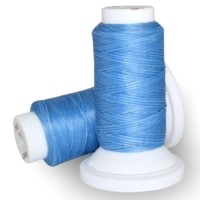 light blue 50 метров ручной инструмент для рукоделия DIY Ручная вощеная нить 0,8 мм 50 м полиэфирный шнур швейная машина для шитья кожи - Color: light blue