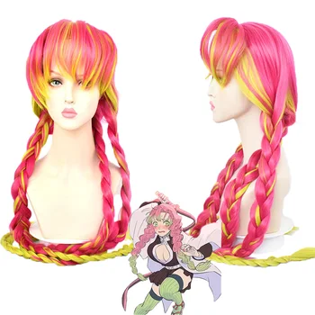 

Blade of Demon Slayer Kanroji Mitsuri Cosplay Wig Kimetsu No Yaiba Wig Party Long Synthetic Hair Girls Women Role Play C48712AD