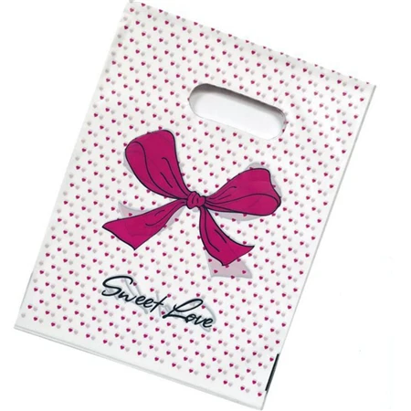 Sweet love bowknot Цельность 20*25 см 50 шт. свадебные подарки бутик подарки Ювелирные изделия пластиковая упаковка сумки для хранения покупок упаковка пластиковые ручки сумки - Цвет: Sweet love bowknot