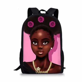 

HYCOOL Children Primary School Bags Black Queen African Beauty Girl Pattern Backpack Teenager Infant Kids Cute Cartoon Rucksack