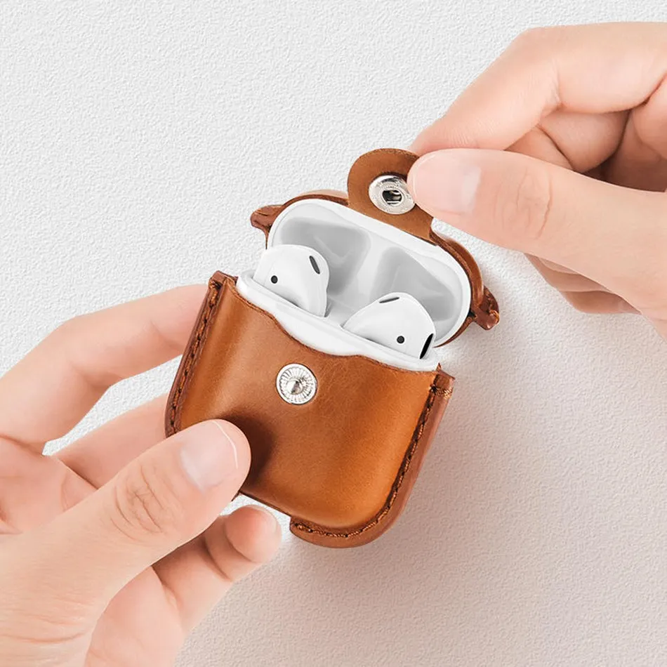 YXAYN Headphone Case For Airpods Leather Case Luxury Cover For Apple AirPods 1 2 Case Earpods Accessories Earphone Bags