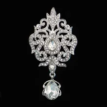 Горячая корейский стиль цветок Кристалл Стекло корона кулон капли воды Брошь Мода Благородство Женская куница пальто доступ