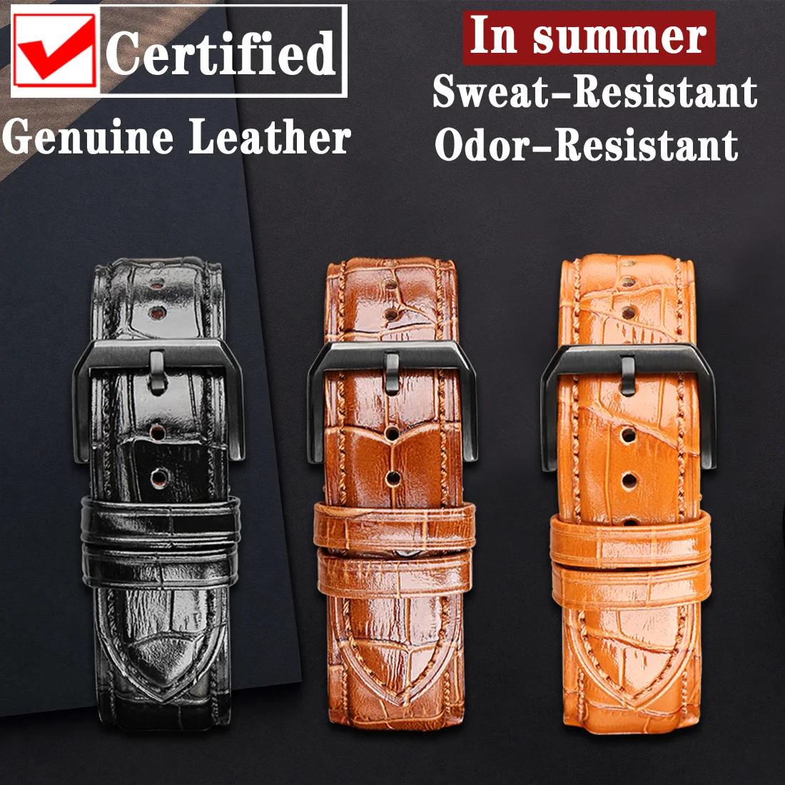 MAIKES Retro Genuine Leather Watch Band Black Brown Quick Release Watch Strap 18mm 20mm 22mm Italian Calfskin Leather Watchband