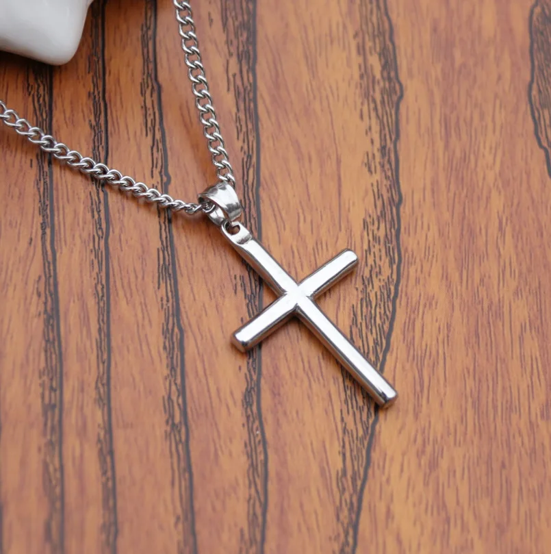 HNSP простой Гладкий крест ожерелье кулон для женщин мужчин