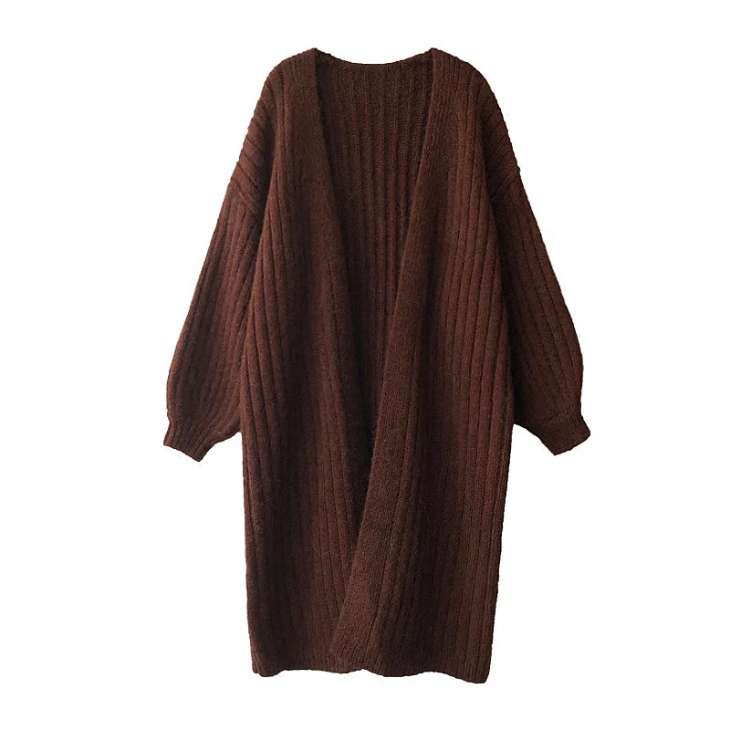 

2020 Fashion Autumn Casual Long Sleeve V-neck Knits Cardigans Brown