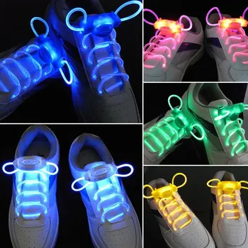

80CM Five Colors Led Light Glow Shoelace Glow Stick Flashing Colored Neon Shoelace Unique Design Laces for Party Night Jogging