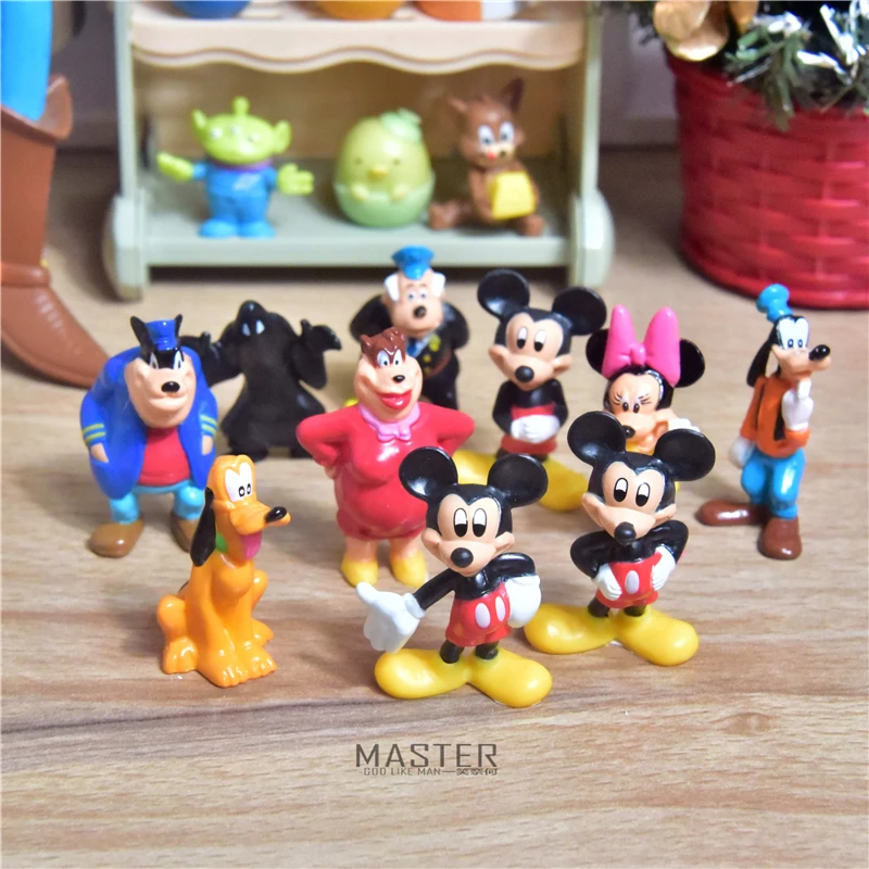 Disney 10piece 3 4cm classical Mickey family Club figures toys Lovely  mickey minne goofy pluto dog figure toys|Action Figures| - AliExpress