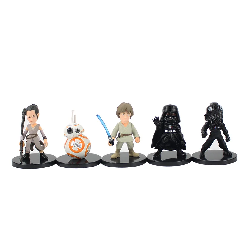 

5pcs/set 5.5-6cm Star Wars Toys BB-8 Rey Tie Fighter Pilot Darth Vader Luke Skywalker PVC Action Figures Set Movie Doll Toys