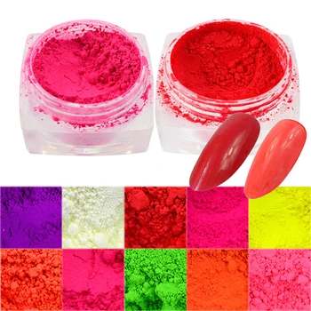 

1 Box Neon Pigment Powder Nail Fluorescence Gradient Glitter Shinny Dust DIY Nail Art Decor Manicure tool