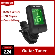Ammoon AT-07 клип-на цифровой гитарный тюнер ЖК-дисплей для гитары укулеле C/D скрипка с кнопкой батарея аксессуары для гитары