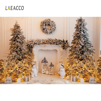 

Laeacco Christmas Tree Light Fireplace Gift Crown Backgrounds for Photography Backdrops Interior Decor Photophone Baby Photocall