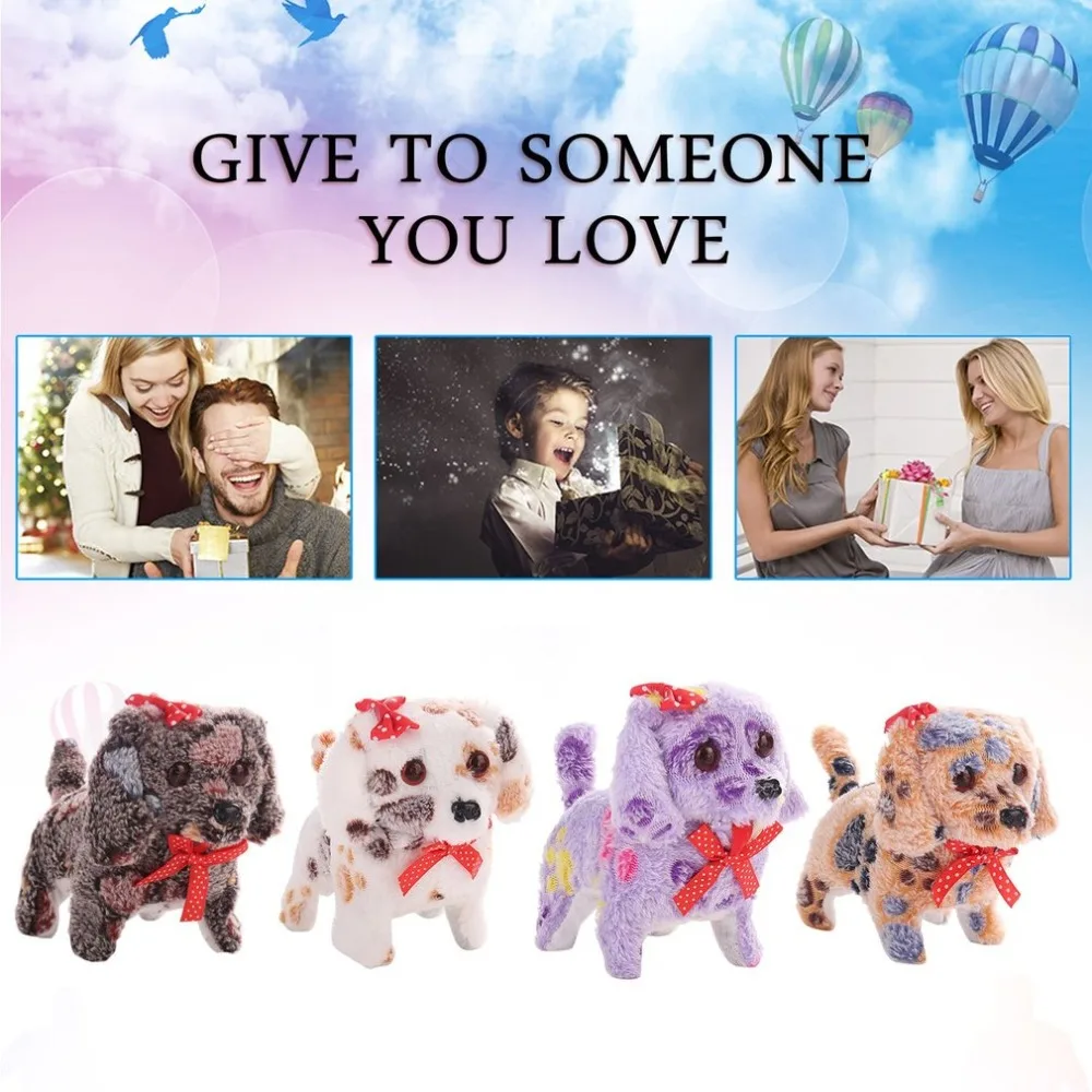 Cute Robotic Electronic Walking Pet Dog Stuffed Plush Toy Dog Forward Backward Doll with Voice Gift for Children