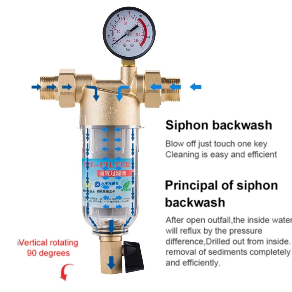 Siphon backwas фильтр для воды первый шаг системы очистки воды латунный нержавеющий сетки prefiltro