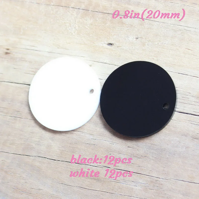 20mm-24pcs 16 мм/20 мм/25 мм акриловые круглые серьги черно-белые круглые с отверстием экологически чистые лазерные поделки Earrings-AC1025 - Окраска металла: 20mm-24pcs