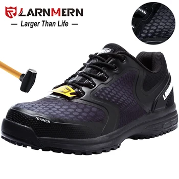 

LARNMERN Men's Work Safety Shoes Steel Toe Breathable Anti-smashing Anti-puncture Non-slip Construction Protective Footwear