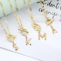 Toggle Clasp Initial Letter Necklaces For Women Stainless Steel Chain Thick OT Buckle Necklace Birthday Jewelry Gift BFF 2023 - Image 4